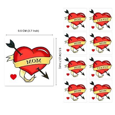 Buy 8 Sheets PADOUN Mom Heart Temporary Tattoos, Heart Tattoos Sticker ...