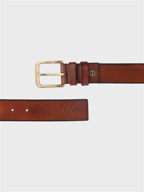 Buy One8 Tan Classic Leather Belt with Gold-Tone Buckle – One8 Select