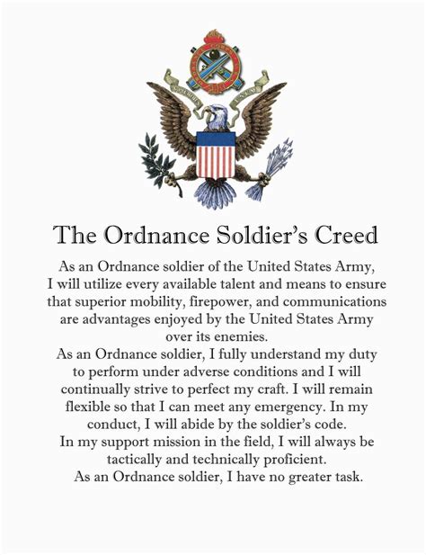 The Ordnance Soldier's Creed | Soldiers creed, Army veteran, Army strong