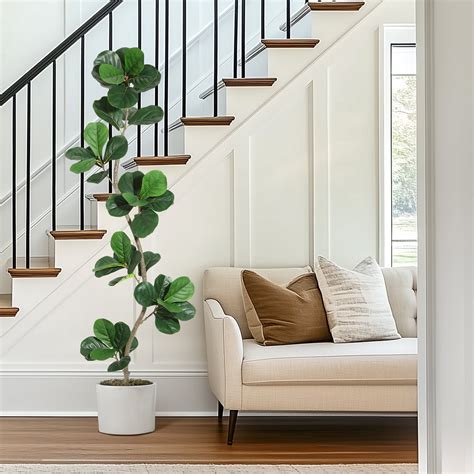 6ft Artificial Fiddle Leaf Fig Tree Faux Plants Indoor Faux Floor Plant ...