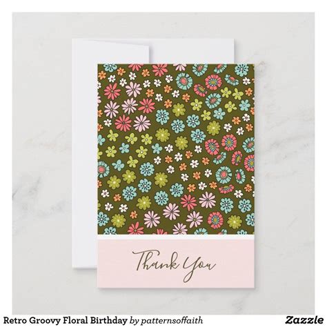 Retro Groovy Floral Birthday Thank You Card | Zazzle in 2022 | Birthday ...