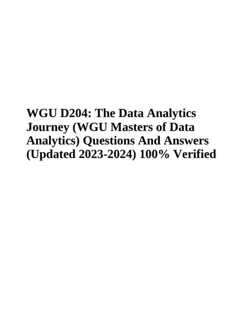 WGU D204: The Data Analytics Journey (WGU Masters of Data Analytics ...
