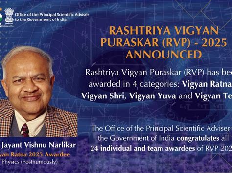 Centre announces Rashtriya Vigyan Puraskar 2025 to honour scientists ...