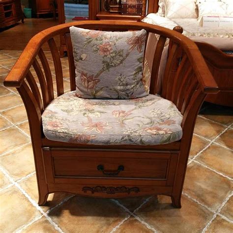 【光明家具】美式乡村全实木客厅家具休闲椅 榆木休闲椅书椅WX1-4512Y-68