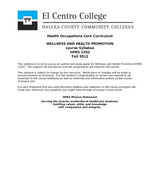 Health Occupations Core Curriculum Doc Template | pdfFiller