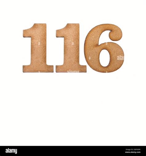 Number 116 in wood, isolated on white background Stock Photo - Alamy