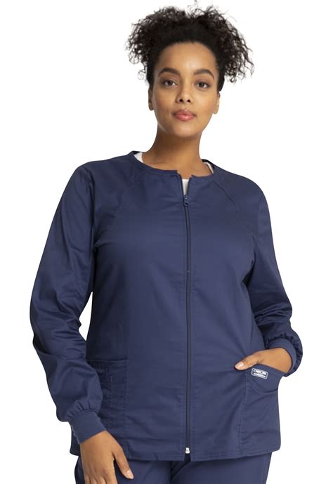 Cherokee Workwear Plus Size Medical Nursing Women's Scrubs Jacket Zip ...
