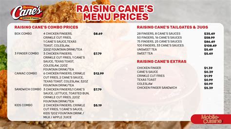 Updated Raising Cane's Increased Menu Prices for Everything (2023 ...