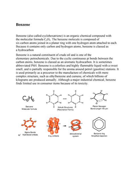 Benzene - Lecture notes degree - Benzene Benzene (also called ...