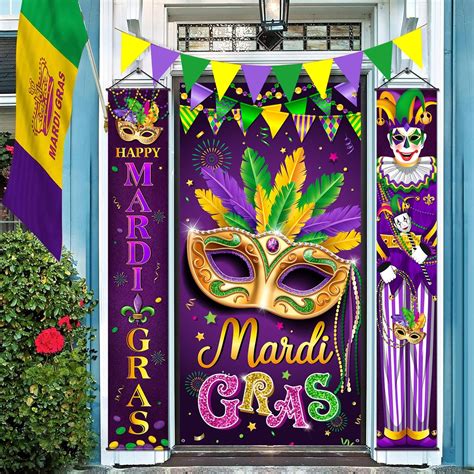 Amazon.com: Zachely Mardi Gras Door Cover Banner Decorations, Mardi ...