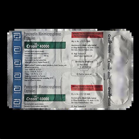 CREON 40000 CAPSULE 10'S Price, Uses, Side Effects & Substitutes | Medkart