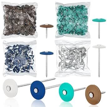 Tandefio 650 Pieces Round Plastic Cap Nails Galvanized Roofing Nails 3 ...