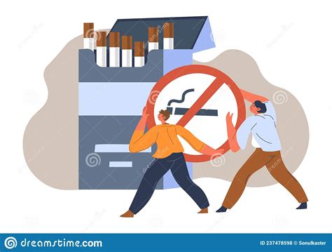 Smoking Prohibition and Bad Addictive Habits Stop Stock Vector ...