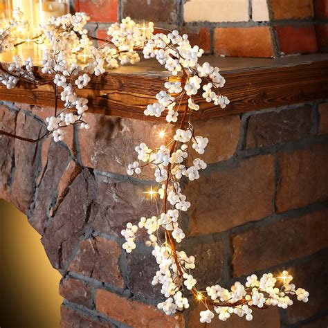 Amazon.com: Syhood Winter Berry String Garland with Lights Thanksgiving ...