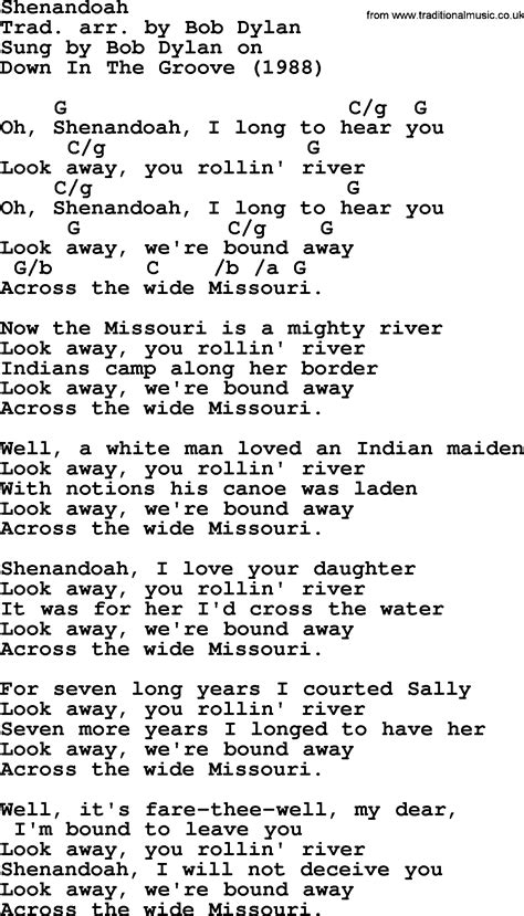 Shenandoah Original Lyrics at Virginia Morgan blog