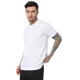 Buy NEOCARDIN Men White Solid Round Neck T Shirt Half Sleeves | Plain ...
