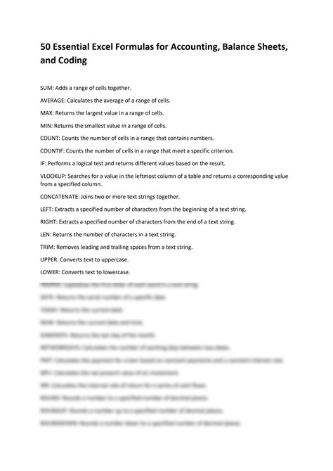 Image result for Accounting Excel Formulas