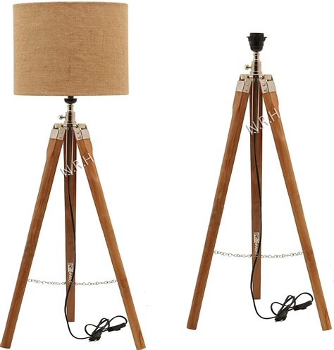Nautical Replica Hub Wood Tripod Floor Lamp Vintage Indoor Standing ...