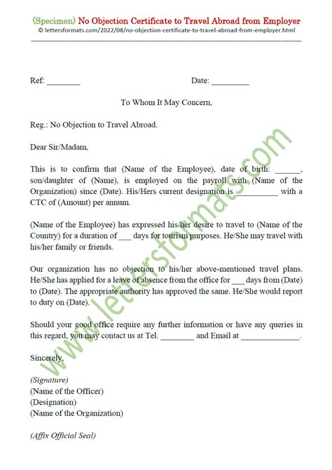 Noc Letter Format For Travel at Elizabeth Simson blog