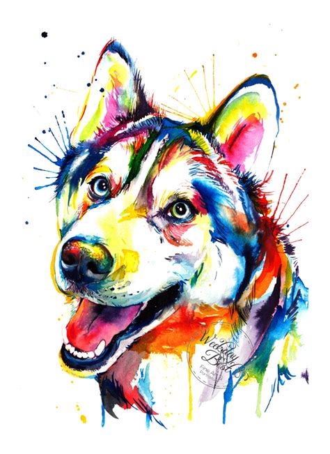 Colorful Siberian Husky Art Print Print of My Original - Etsy Denmark