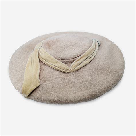 Eric Javits Hat, Wide-brim Hat, Brown Velvet & Wool Felt, Netting