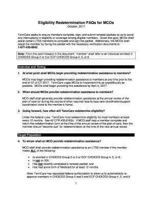 Fillable Online Eligibility Redetermination FAQs for MCOs Fax Email ...
