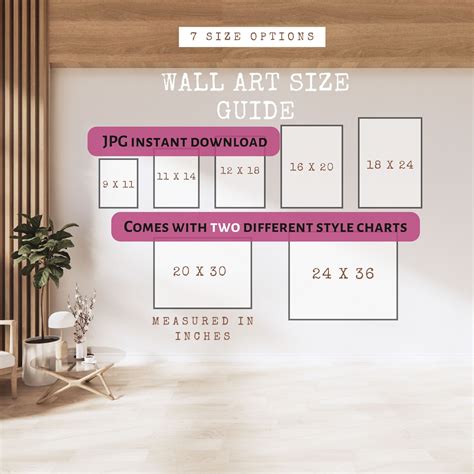 Wall Art Size Guide, 9 X 11, 11 X 14, 12 X 18, 16 X 20, 18 X 24, 20 X ...
