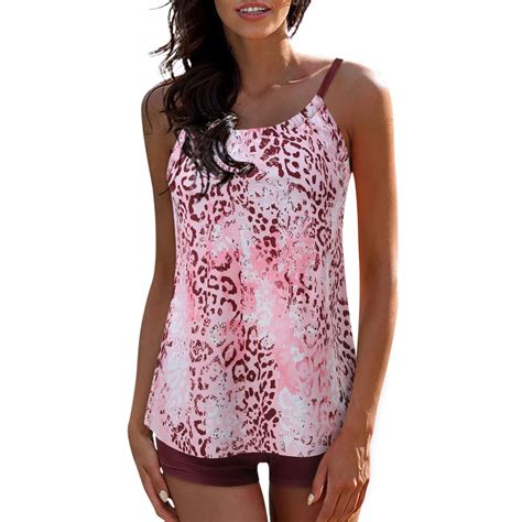 2 Piece Tankini for Women Size Digital Set Print Plus Split Bikini ...