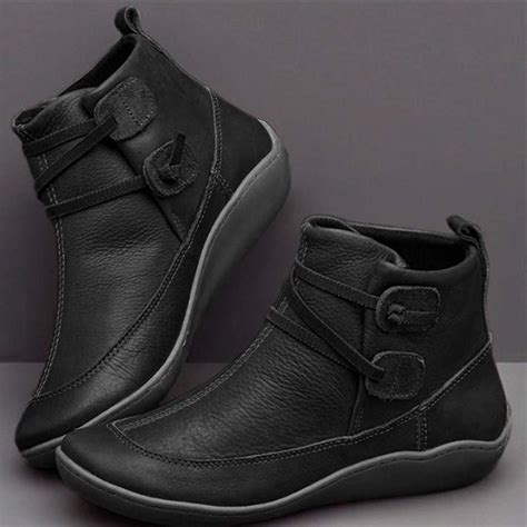 EDC Arch Support Boots Waterproof Womens Leather Damping Shoes Slip Ons ...
