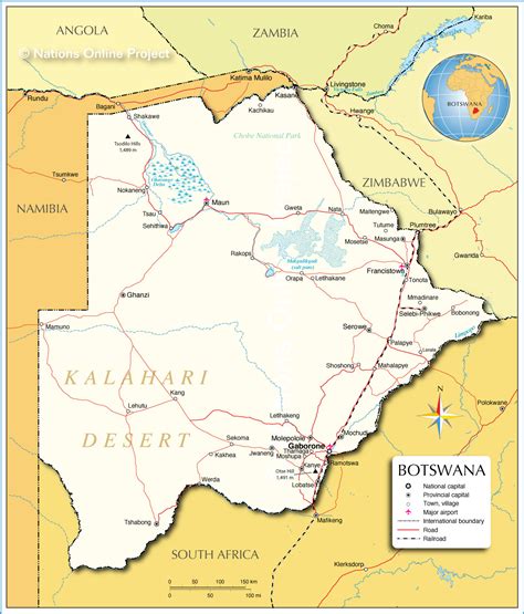 Map of Botswana - Nations Online Project