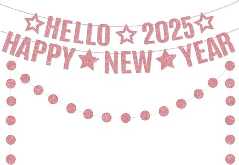 Amazon.com: 3PCS Happy New Years Banner,New Years Decorations 2025 Rose ...