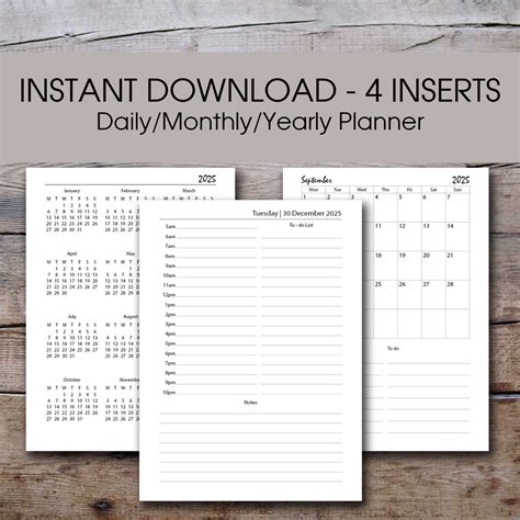 2025 Daily Planner Printable Pack, 2025 Daily Journal Printable, A4/A5 ...