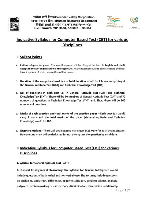 Indicative Syllabus for CBT: Junior Engineer Recruitment (DVC) - Studocu