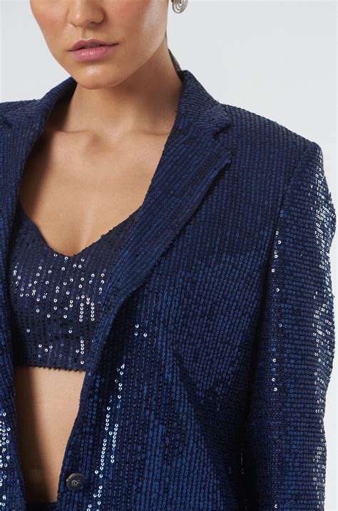 Navy Blue sequin blazer for Women's Evening wear – The Ambition Collective
