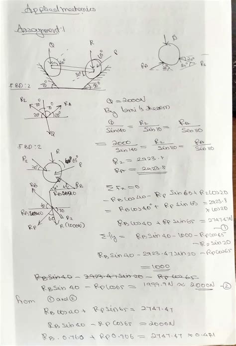 Assignment AM 03 - Applied mechanics Assayment:1 Q R is f RA Re FBD : 2 ...