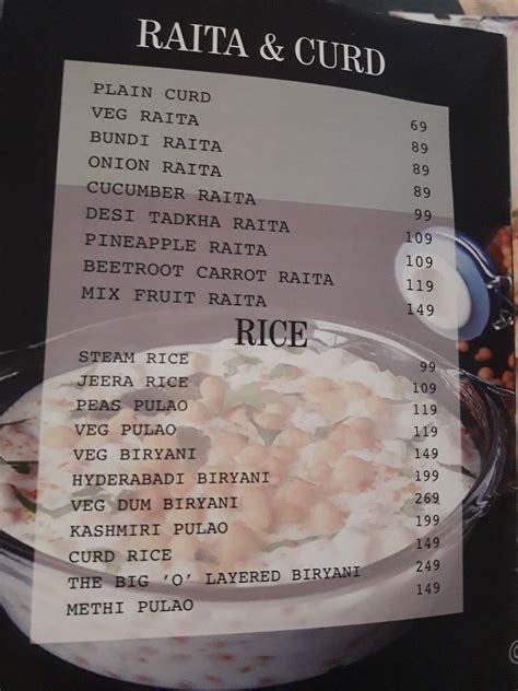 Menu at The Big "O" Restaurant and Lounge, Jodhpur