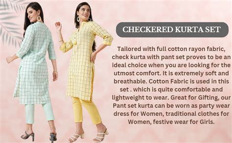 Buy ANUSHIL Cotton Checkered Mandarin Collar 3/4th Sleeves Straight ...