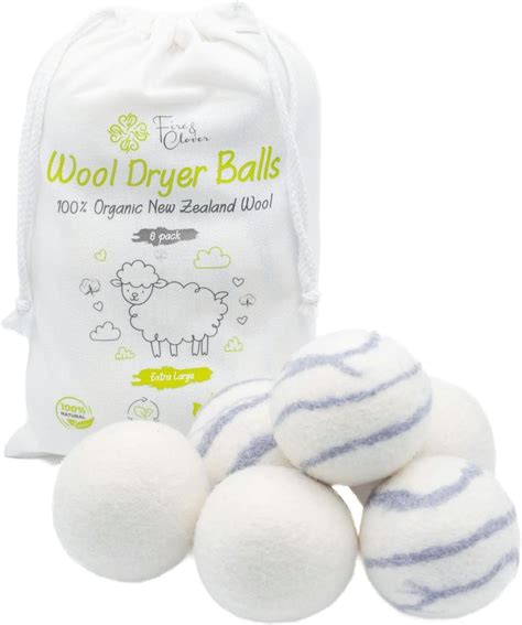 Amazon.com: Organic Wool Dryer Balls Laundry Reusable [Set of 6] XL 100 ...