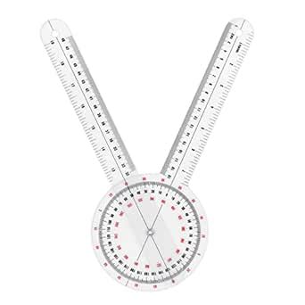 Prasacco 12 Inch Goniometer, 360 Degree Plastic Goniometer Transparent ...