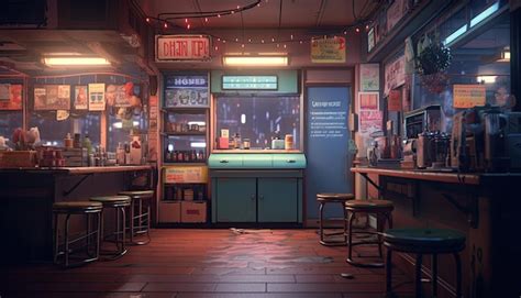 Digital art, wide angle, ambient haze street performer, neon signs, evening crowd, moody vibes 的图像结果