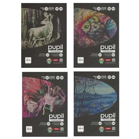 Anupam Pupil Watercolour Black Toned Paper A4 250 GSM, Polypack of 10 ...