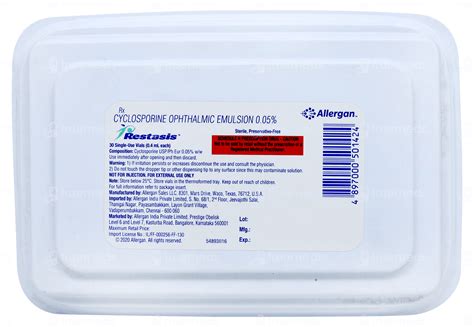 Restasis Opthalmic Emulsiom 04 Ml - Uses, Side Effects, Dosage, Price ...