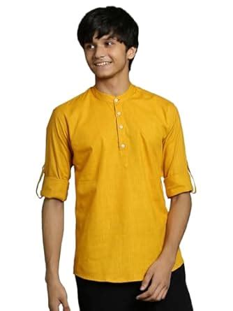 VASTRAMAY YUVA Boys' Mustard Short Kurta_VYUVBXK015MD_36XL : Amazon.in ...