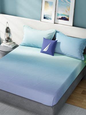 Buy Nautica Multi-Color Super Soft Pure Cotton Bedsheet with 2 Pillow ...
