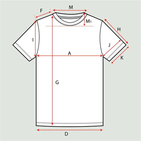 Basic T shirt Technical Drawing Flat sketch With Measurement guide Detail. 12261011 Vector Art ...