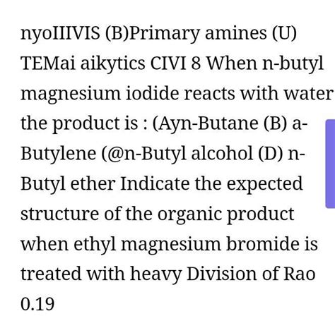 balance the reaction of butyl magnecium iodide convert into butane ...