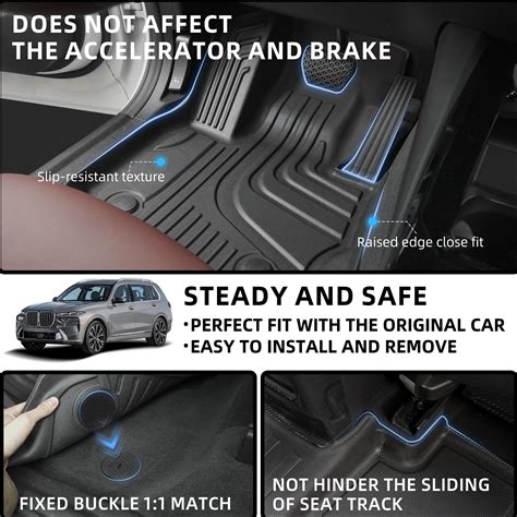 Floor Mats & Cargo Liner & Backrest Mat for BMW X7 2019-2024 2025(7 ...