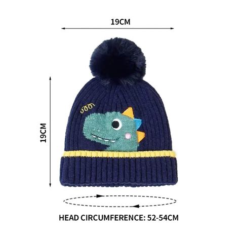 Navy Blue Dino Kids Winter Cap & Neck Muffler Set - Little Surprise Box
