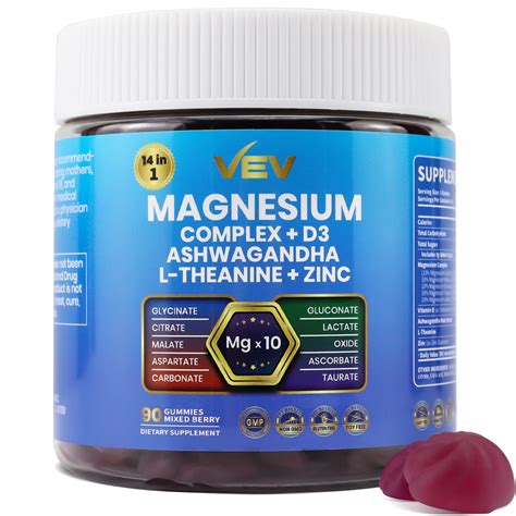 VEV Magnesium Complex Gummies with Vitamin D3, L-Theanine, Ashwagandha