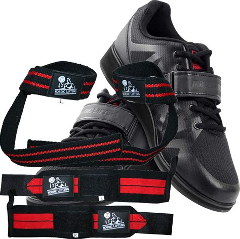 Buy Nordic Lifting Powerlifting Shoes MEGIN Black, 11 US and Wrist ...